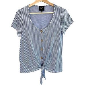 W5 Striped Button and Tie Top